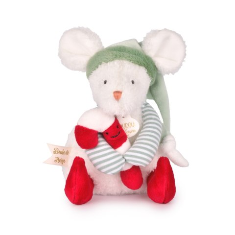 DOUDOU - przytulanki myszki świąteczne Boule de Neige, Doudou et Compagnie, 15 cm, 6 szt. ZESTAW