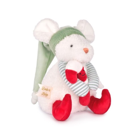 DOUDOU - przytulanki myszki świąteczne Boule de Neige, Doudou et Compagnie, 15 cm, 6 szt. ZESTAW