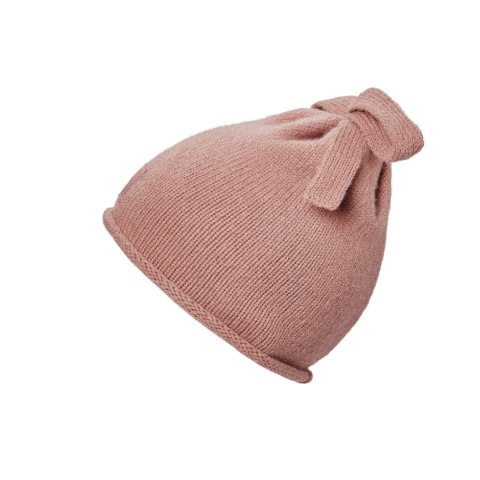 ELODIE DETAILS - czapka zimowa, Furry Knit Beanie, Rosy Bow, 6-12 m-cy