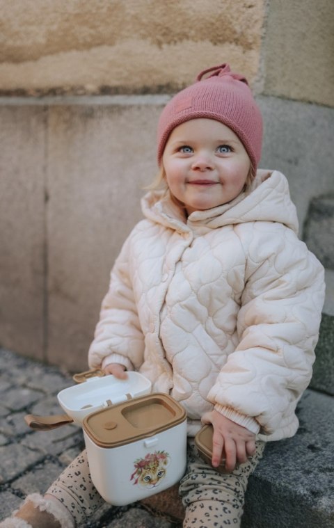 ELODIE DETAILS - czapka zimowa, Furry Knit Beanie, Rosy Bow, 6-12 m-cy
