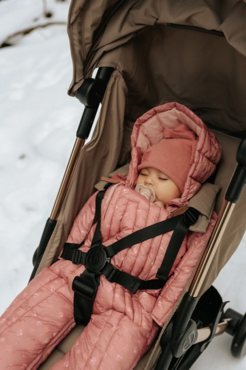 ELODIE DETAILS - czapka zimowa, Furry Knit Beanie, Rosy Bow, 6-12 m-cy