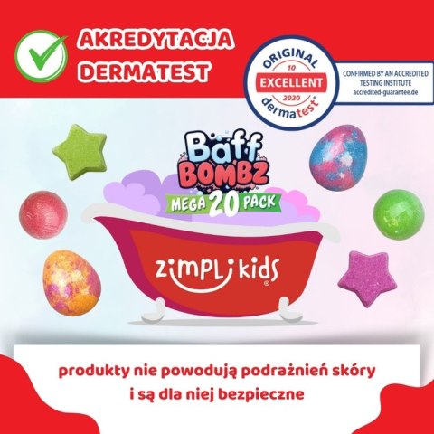 Musujące bomby do kąpieli zmieniające kolor wody Baff Bombz 20 szt. 3+, Zimpli Kids