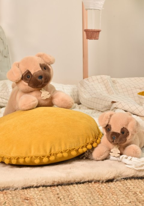 DOUDOU - obciążeniowy pluszowy pies mops Les P'tits Relax, Histoire d'Ours, 22 cm, biały