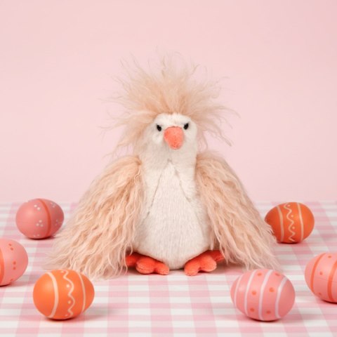 DOUDOU - przytulanka kurka Poulette Frisottis, Histoire d'Ours, 20 cm, kręcone piórka