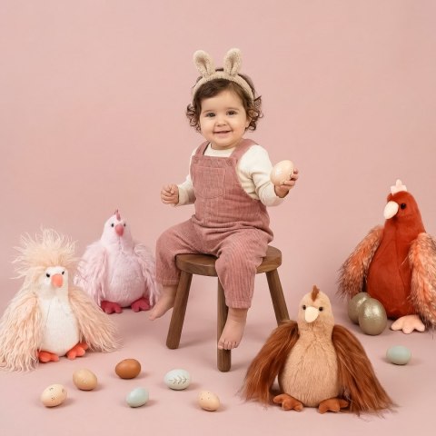 DOUDOU - przytulanka kurka Poulette, Histoire d'Ours, 20 cm, rudowłosa