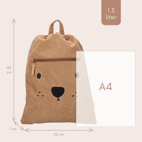 Worek plecak Beary Excited Brown KIDZROOM
