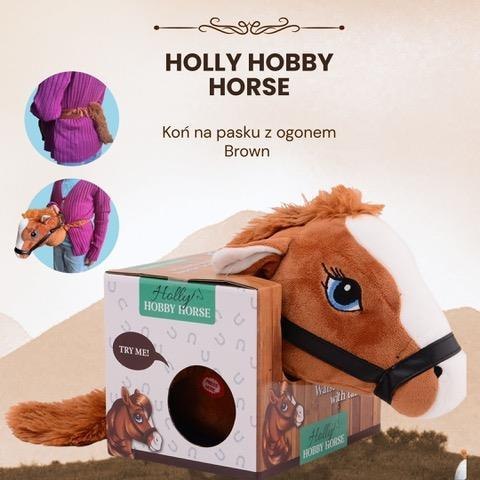 Holly Hobby Horse koń na pasku z ogonem brown