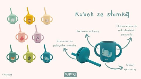 Kubek silikonowy z rurką dla dzieci Słonik SASSI