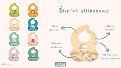 Śliniak silikonowy z kieszonką Ośmiornica SASSI