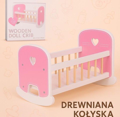 Drewniana kołyska Baby Rose dla lalek 35-45 cm