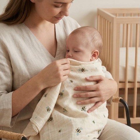 Kocyk pieluszka muślinowa Swaddle Honeybee 100x100