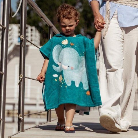 Okrycie kąpielowe z kapturem 100% cotton Słonik