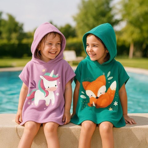 Okrycie kąpielowe z kapturem 100% cotton Słonik