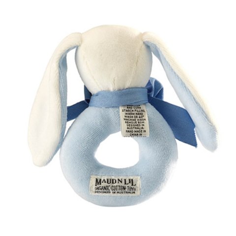 Maud N Lil Grzechotka organiczna miękka z BIO bawełny GOTS Oscar the Bunny Ring Rattle