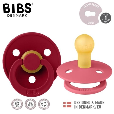 BIBS COLOUR 2-PACK CORAL & RUBY S Smoczek Uspokajający kauczuk Hevea