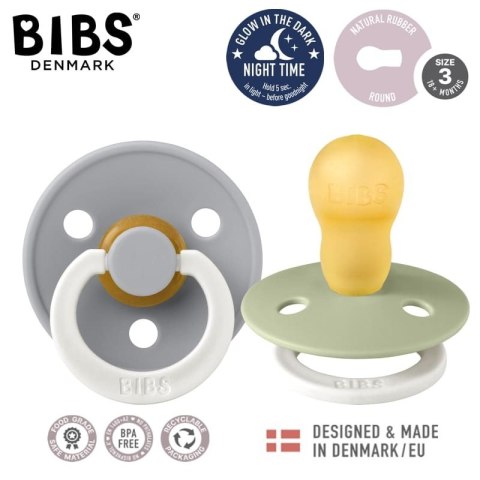 BIBS COLOUR 2-PACK SAGE NIGHT & CLOUD NIGHT L Smoczek Uspokajający kauczuk Hevea