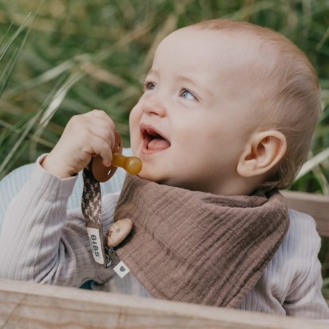 BIBS PACIFIER BRAID DARK OAK & VANILLA zawieszka do smoczków 100% organic cotton