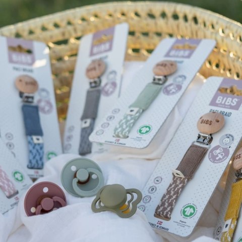 BIBS PACIFIER BRAID DARK OAK & VANILLA zawieszka do smoczków 100% organic cotton