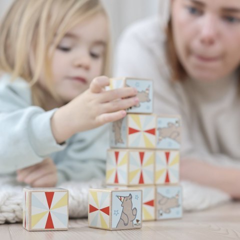 Drewniana gra klocki memory interaktywna zabawa dla dzieci edukacyjna Micki