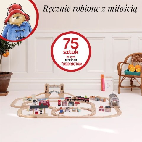 Drewniana kolejka Paddington zestaw 75 elementów tory pociąg Le Toy Van