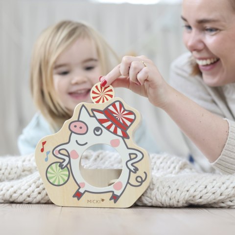 Drewniana świnka skarbonka zabawka interaktywna dla dzieci edukacyjna Micki