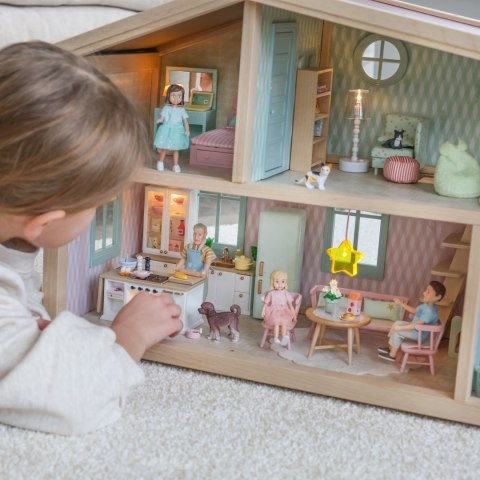 Drewniany domek dla lalek Star House zabawa lalkami dla dzieci Lundby