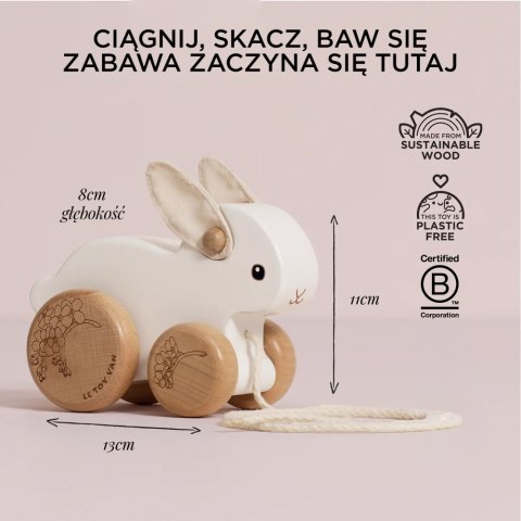Drewniany króliczek na kołach zabawka do ciągnięcia dla dzieci Le Toy Van