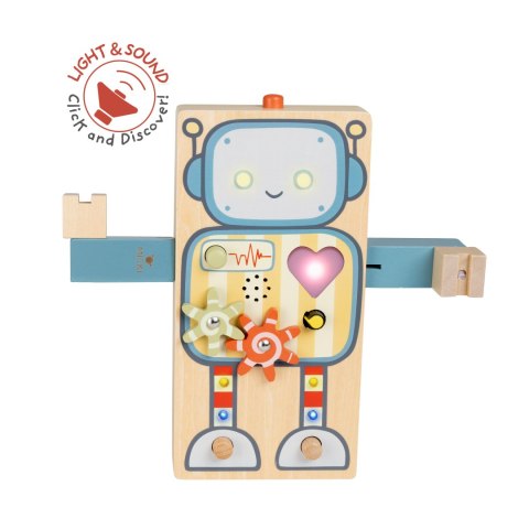 Gigglebot rozwojowa zabawka interaktywna drewniany robot sensoryczny Micki