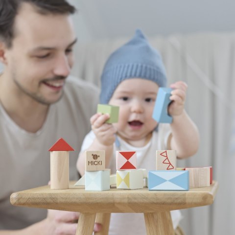 Klocki drewniane dla dzieci 40 sztuk zestaw klocków zabawka budowanie Micki