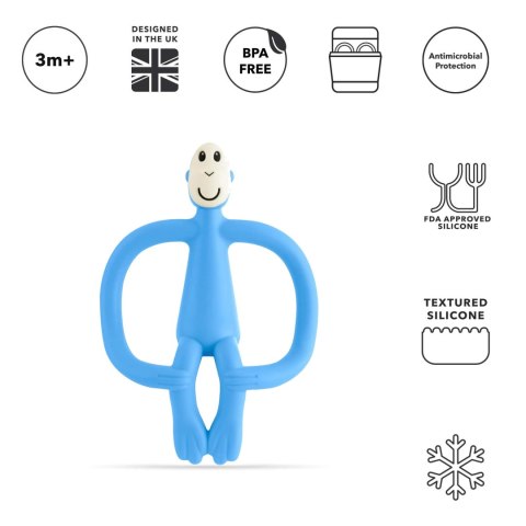 Matchstick Monkey gryzak silikonowy sensoryczny ze szczoteczką Błękitny