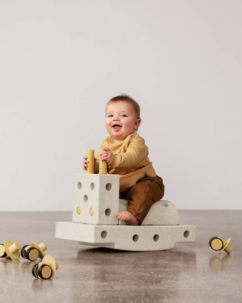 MODU Curiosity set - Kreatywne klocki rozwijające motorykę dużą, Sand Grey / Honey Yellow