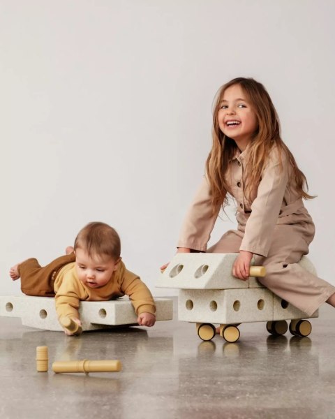 MODU Explorer set - Kreatywne klocki rozwijające motorykę dużą, Sand Grey / Honey Yellow